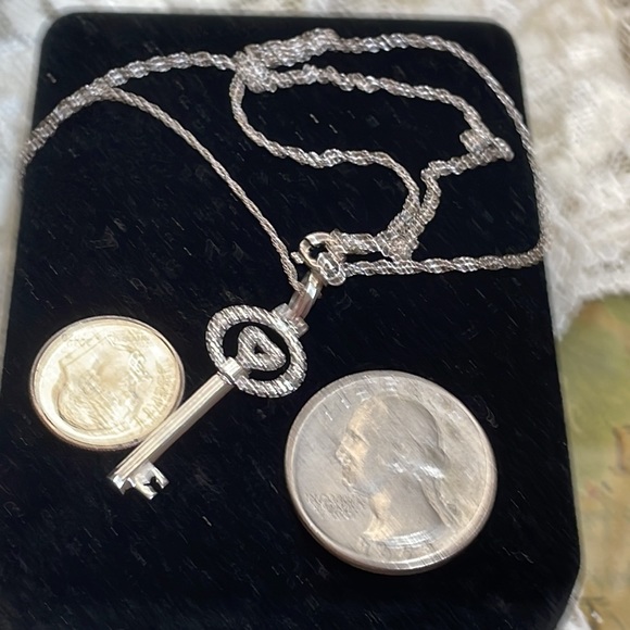 Sterling Diamond Key Pendant Necklace - Picture 5 of 8
